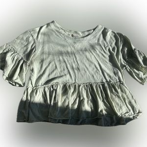 Altar’d State Sage Green Flowy Ruffle Crop Top